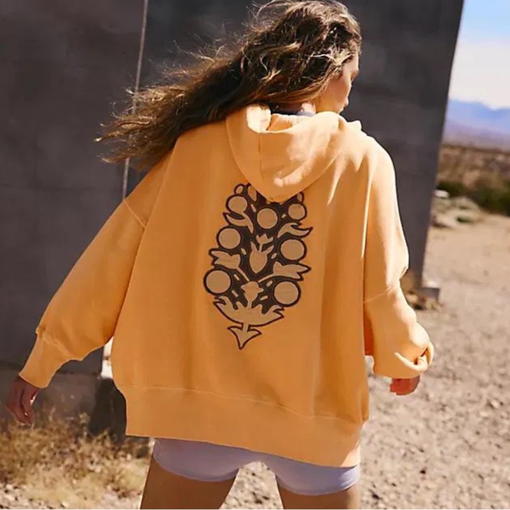 FP Movement by Free People Oversized Peach Hoodie with Back Graphic - Picture 2 of 5